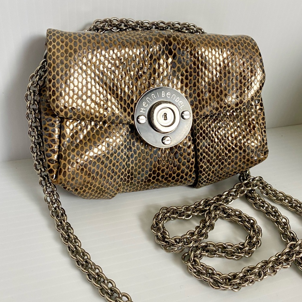 henri bendel Milliner Mini Iridescent Python Embossed Leather Crossbody